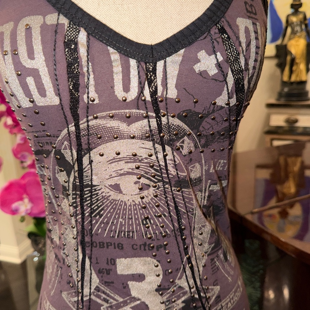 NWT Salvage Purple Graphic Mini Dress Tank Top - Picture 5 of 12